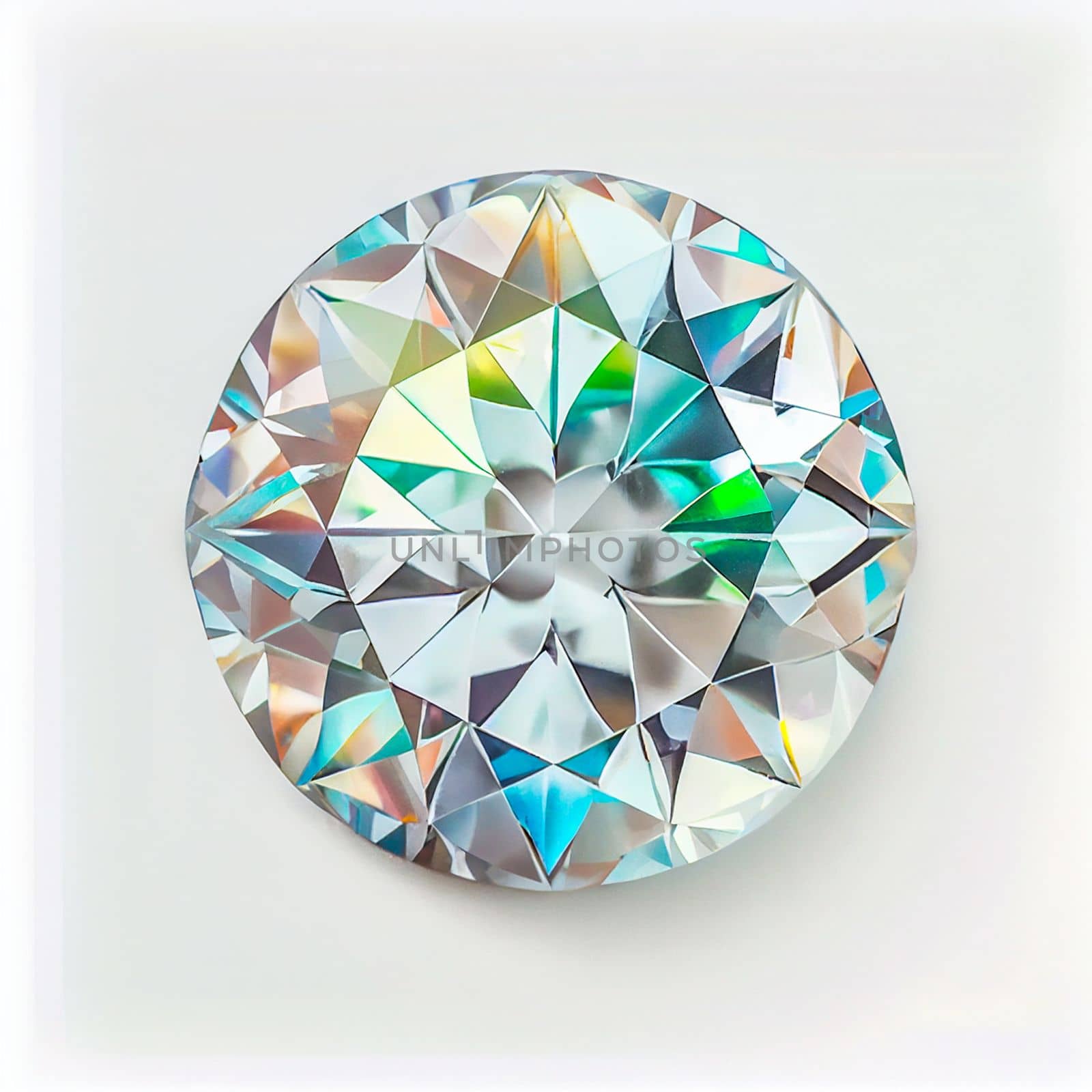 Diamond gemstone isolated on white background for jewelry shop. Beauty close up shot.
