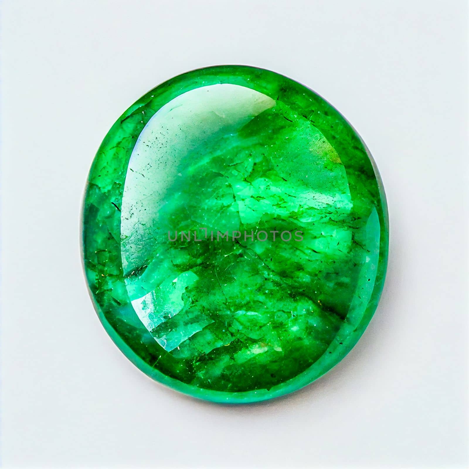 Jade gemstone isolated on white background for jewelry shop. Beauty close up shot.