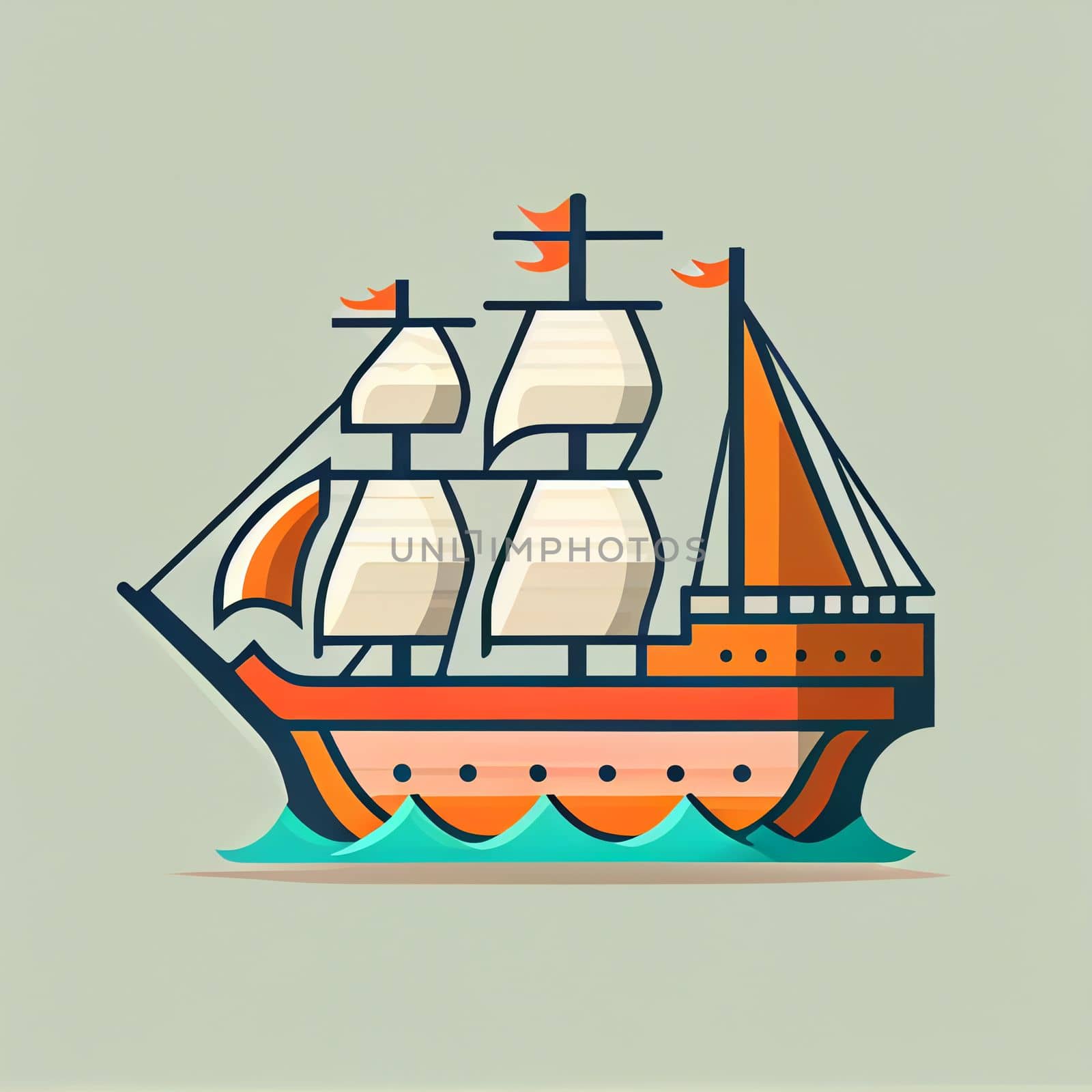 Modern flat design of Transport public transportable ship for transportation in city. by FokasuArt