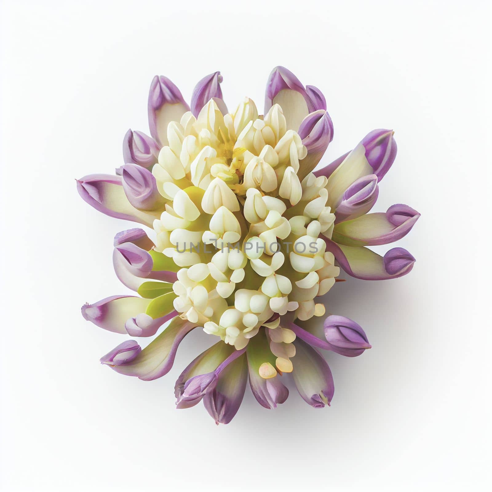 Top view a Hyacinth flower isolated on a white background, suitable for use on Valentine's Day cards, love letters, or springtime designs.