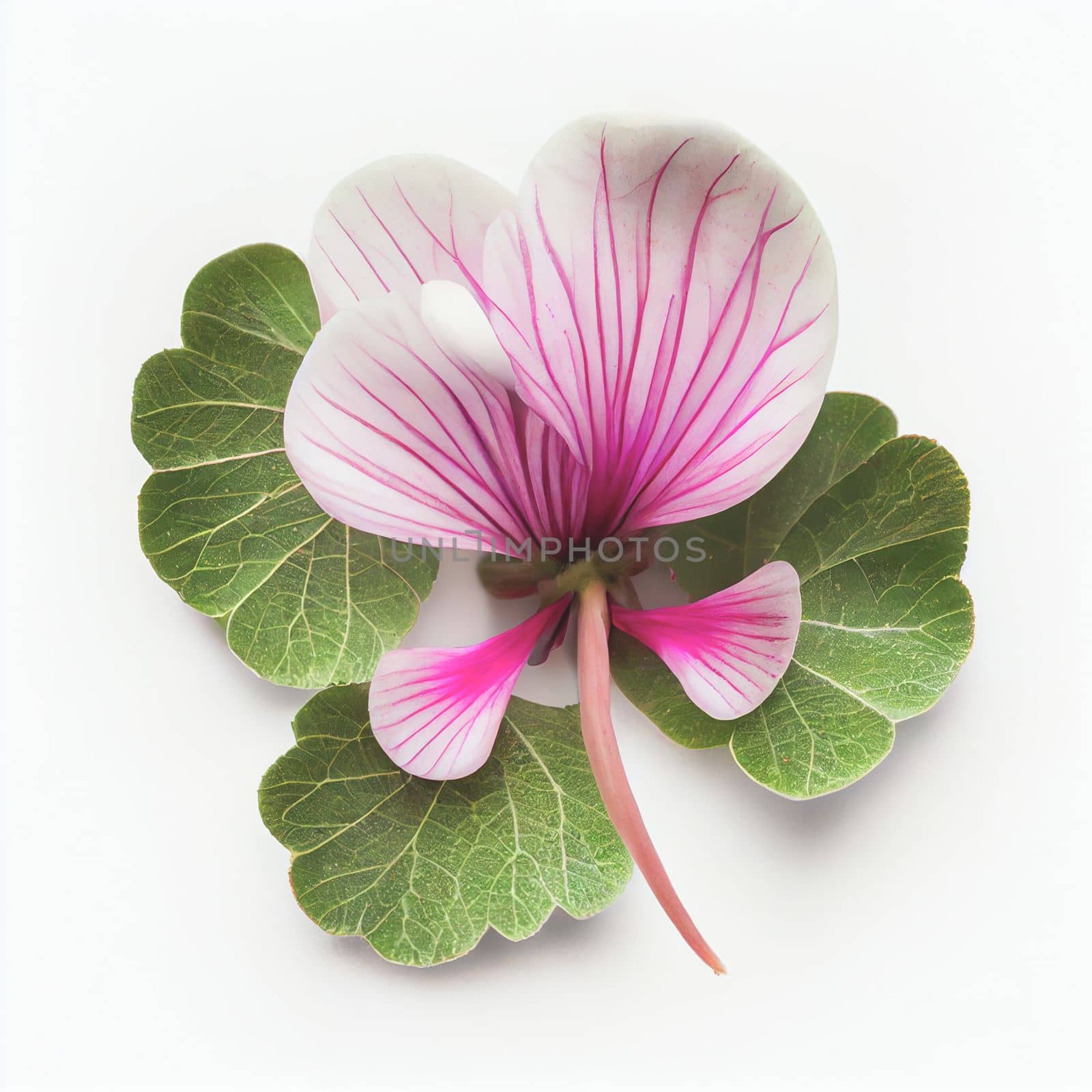 Top view a Cyclamen flower isolated on a white background, suitable for use on Valentine's Day cards, love letters, or springtime designs.