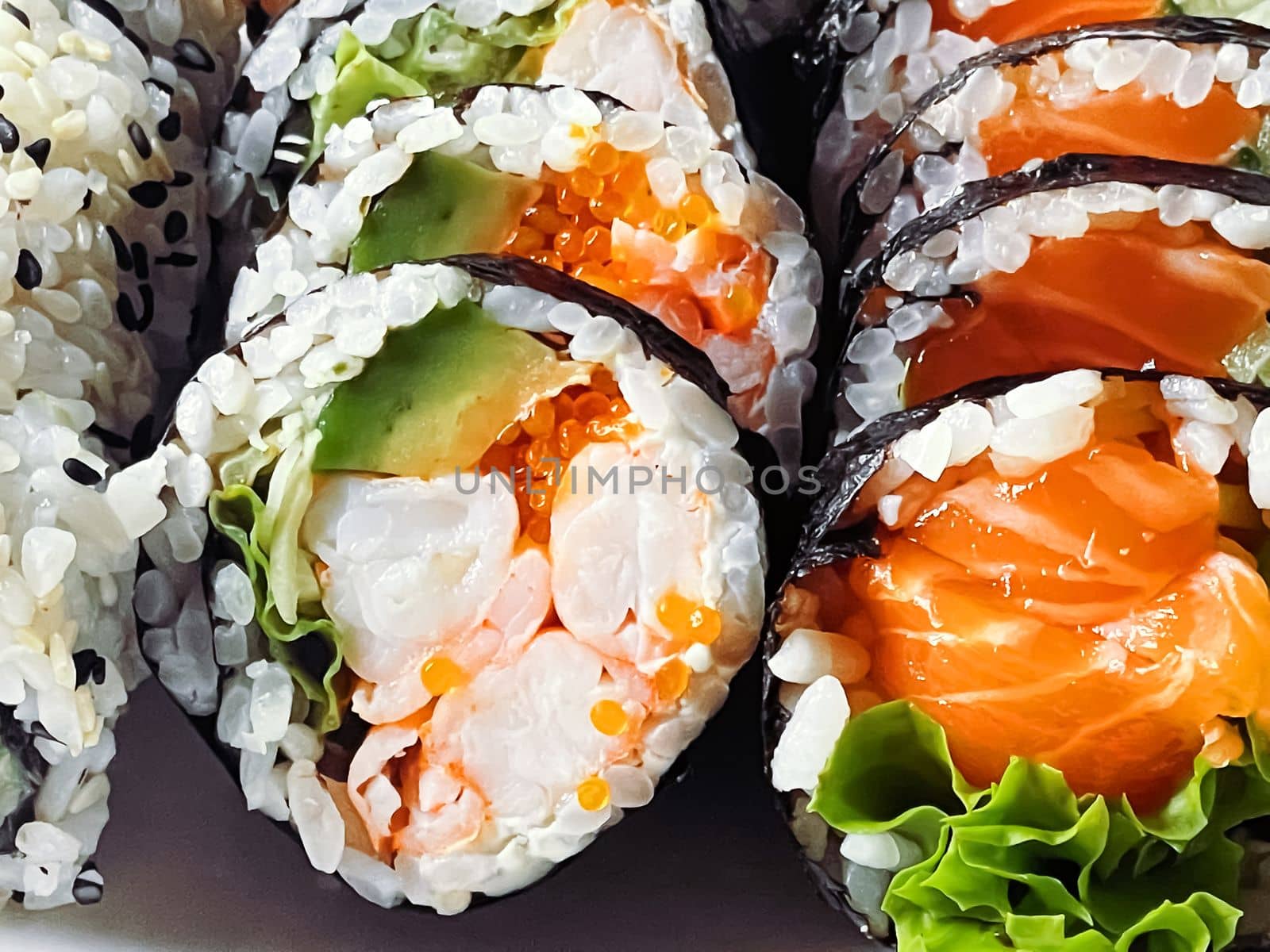 Food and diet, japanese sushi in a restaurant, asian cuisine as meal for lunch or dinner, tasty recipe by Anneleven