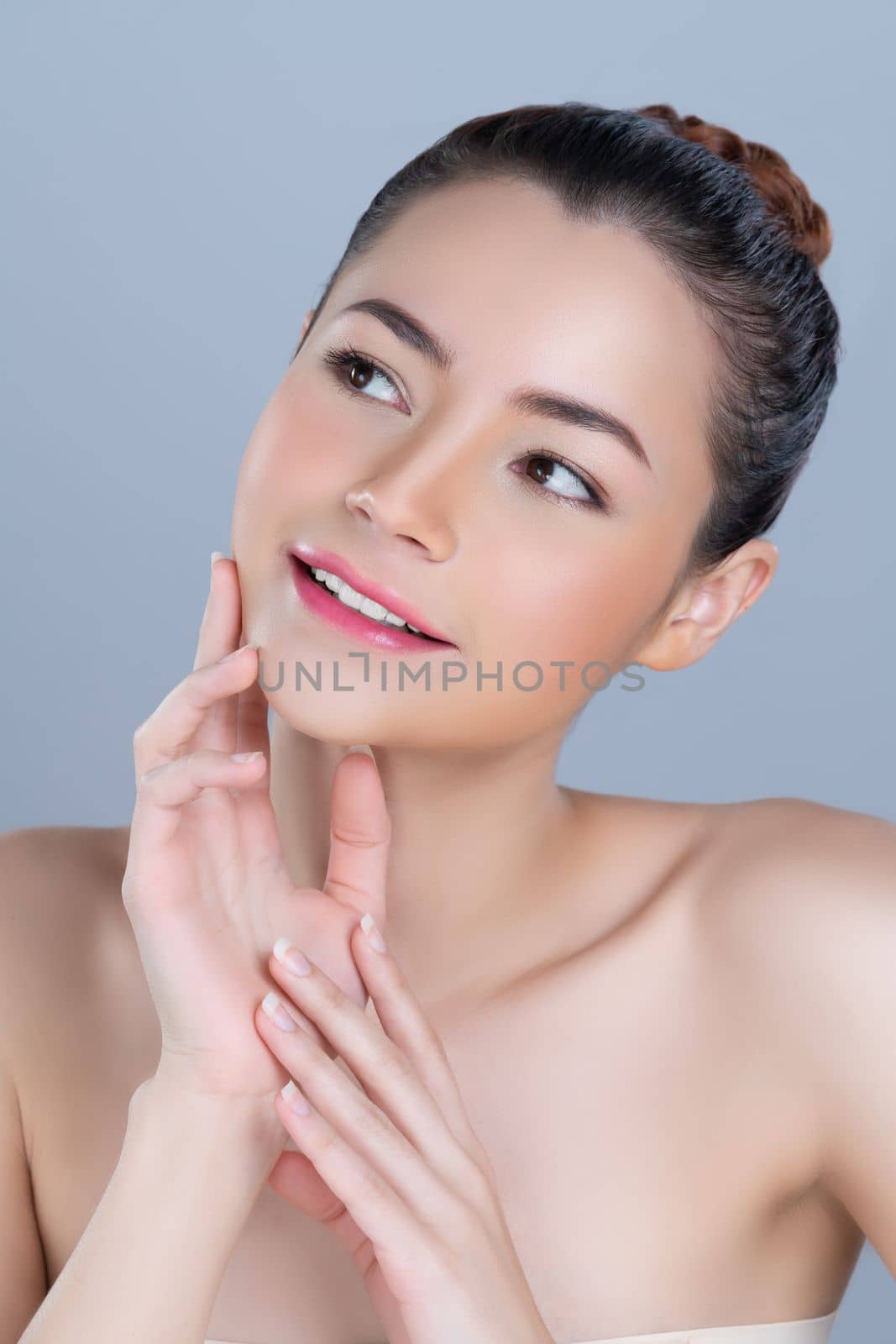 Glamorous beautiful woman with perfect smooth and clean skin advertisement. by biancoblue