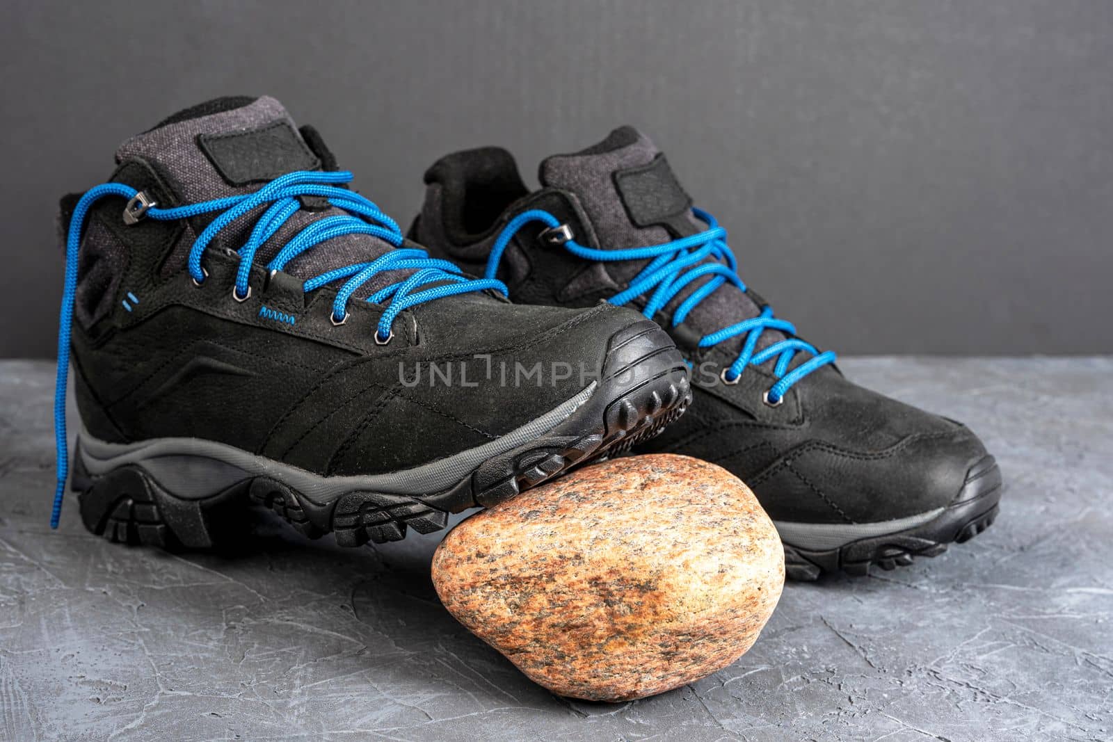 men's sports hiking boots. Comfortable winter boots. Leather shoes for active people. High quality photo