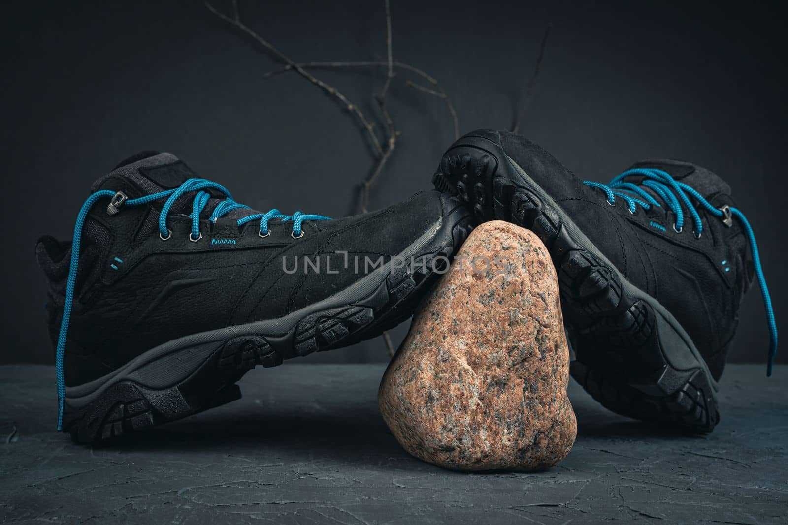 men's sports hiking boots. Comfortable winter boots. Leather shoes for active people. High quality photo