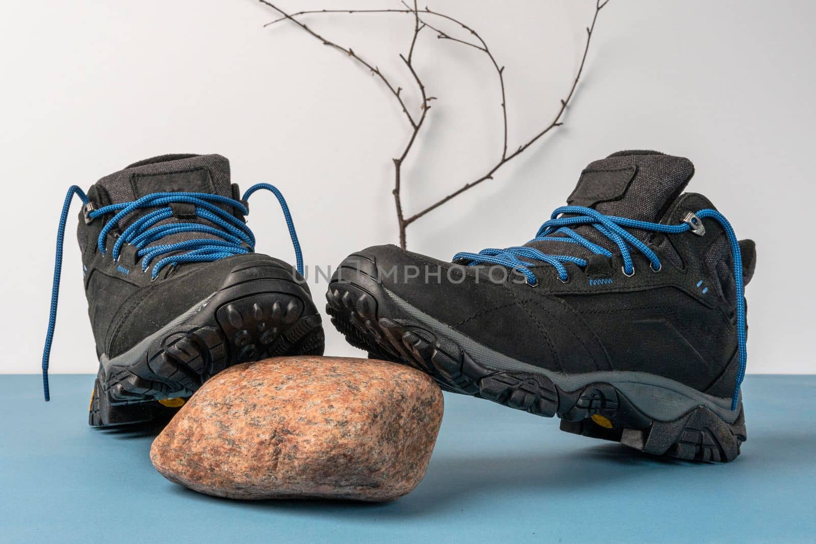 men's sports hiking boots. Comfortable winter boots. Leather shoes for active people. High quality photo