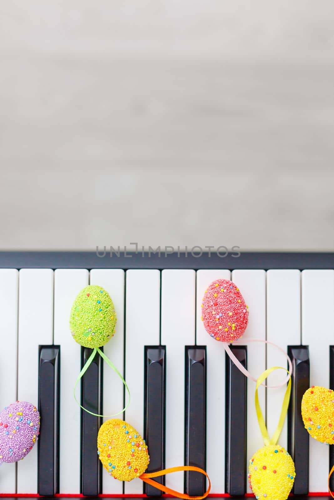 easter eggs decoration on piano instrument music