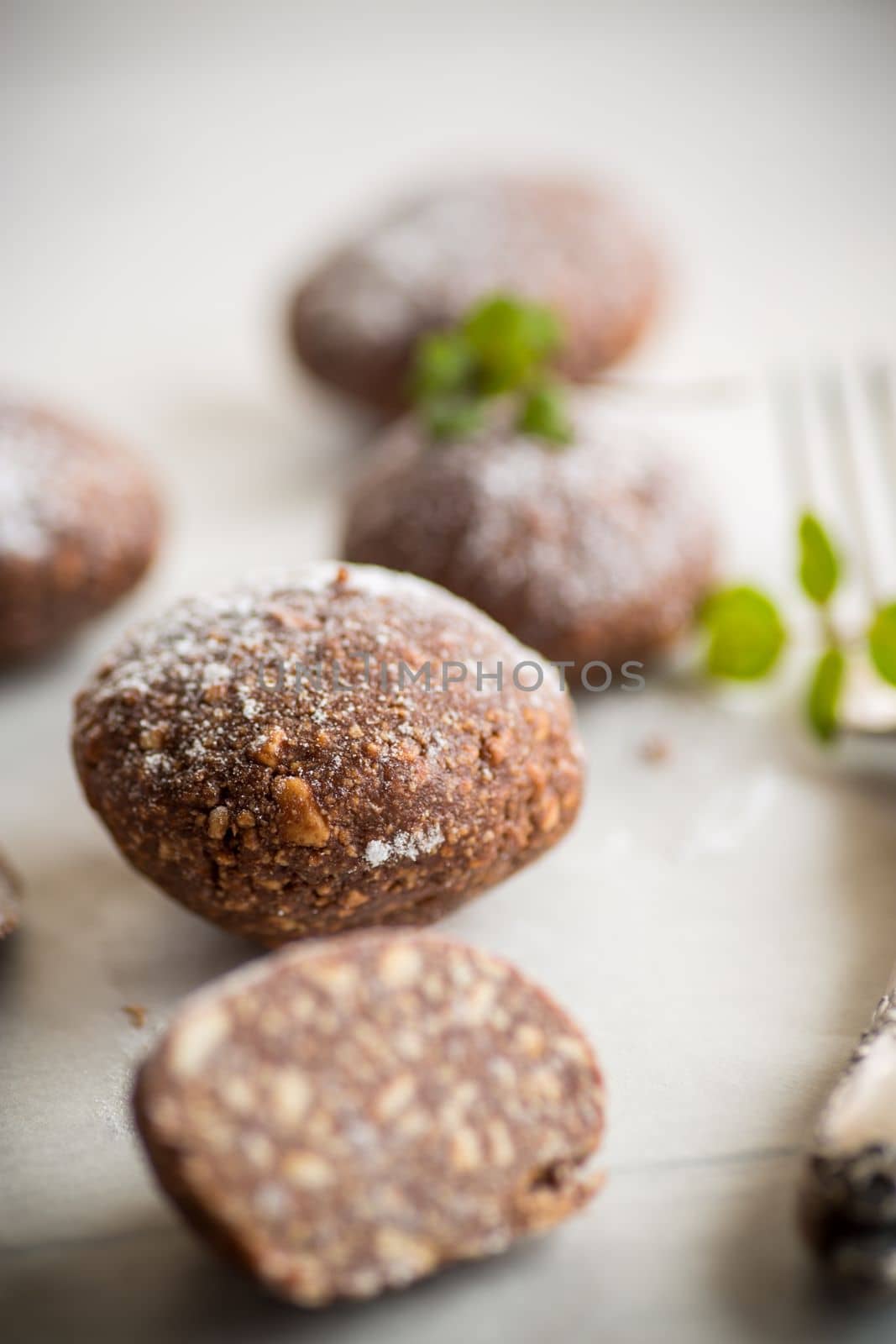 chocolate sweet cakes from mashed biscuits with additives by Rawlik