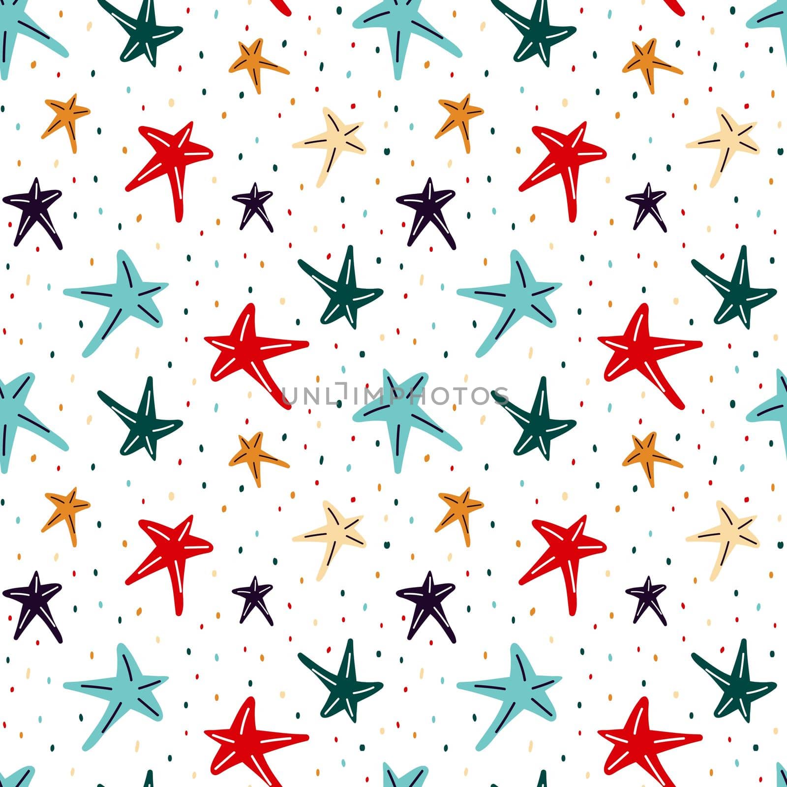 Sea stars seamless pattern. Marine pattern with sea stars on a white background