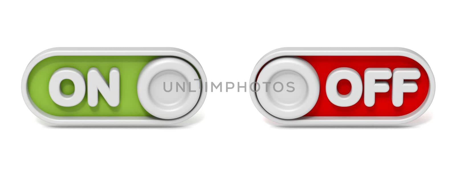 Green ON and red OFF button 3D by djmilic