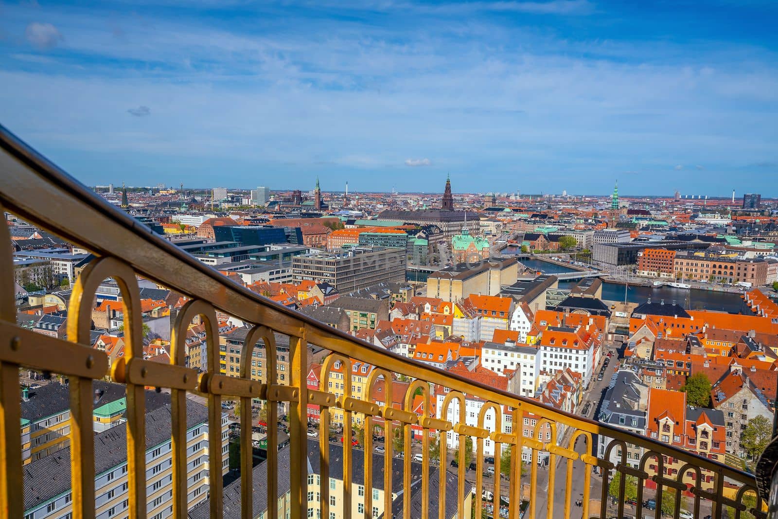 Copenhagen downtown city skyline, cityscape of Denmark from top view