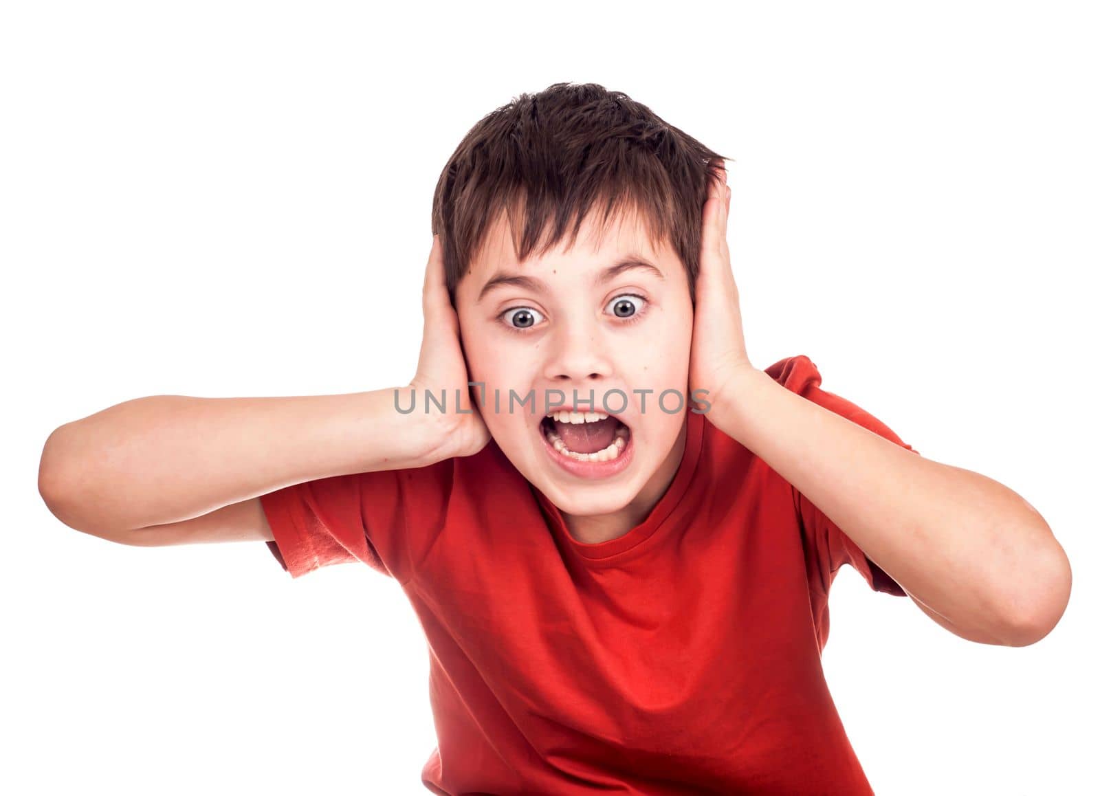 boy indignant, shouts, surprised separately on white background by aprilphoto