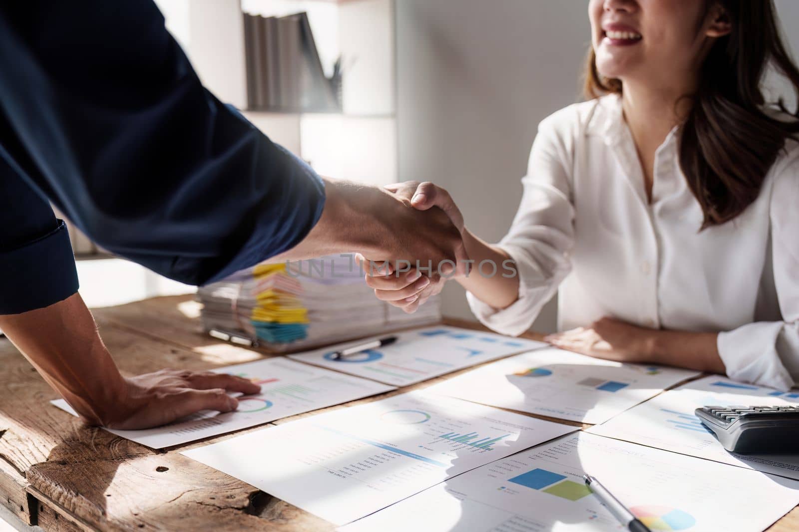Business partnership meeting concept. Image business people handshake. Successful business person handshaking after good deal