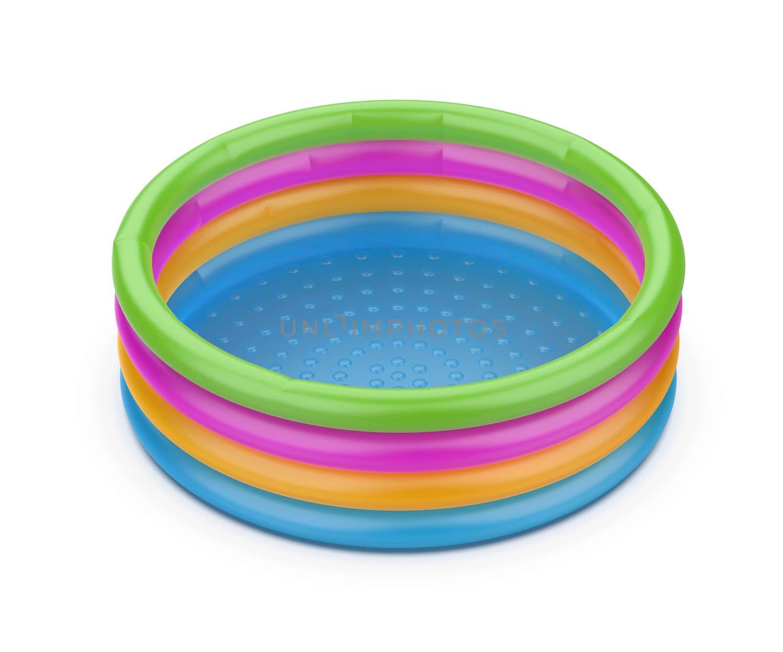 Colorful children's inflatable pool on white background