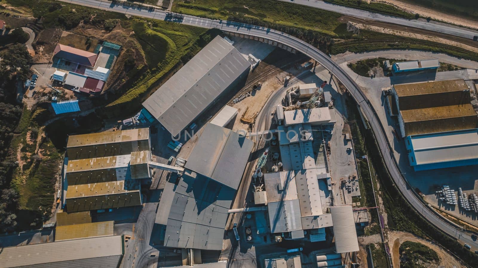 Aerial view of industrial area. High quality photo