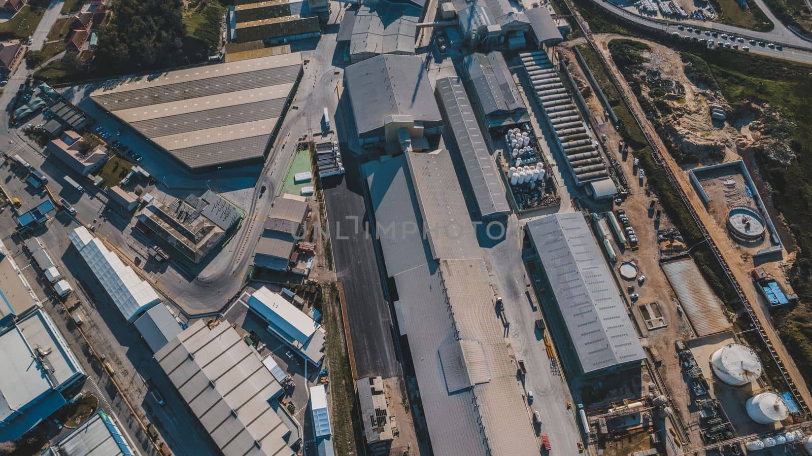 Aerial view of industrial area. High quality photo