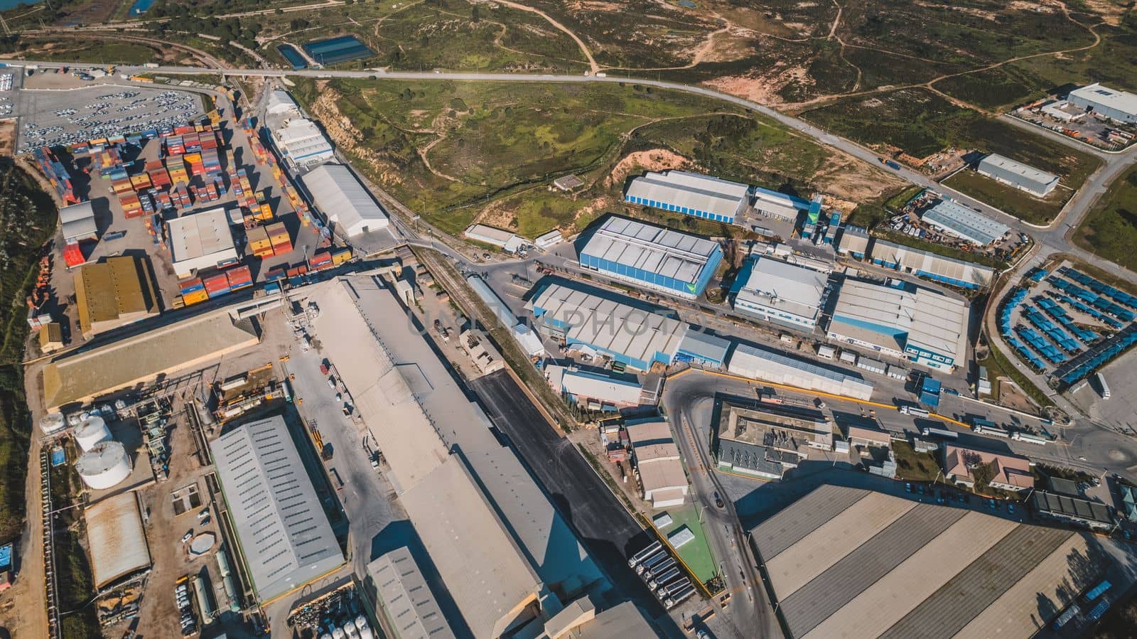 Aerial view of industrial area. High quality photo