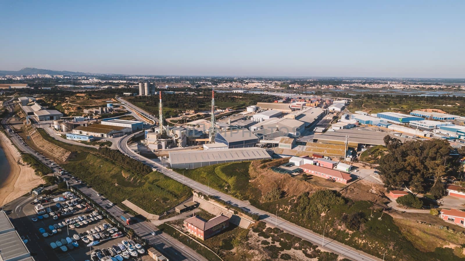 Aerial view of industrial area. High quality photo