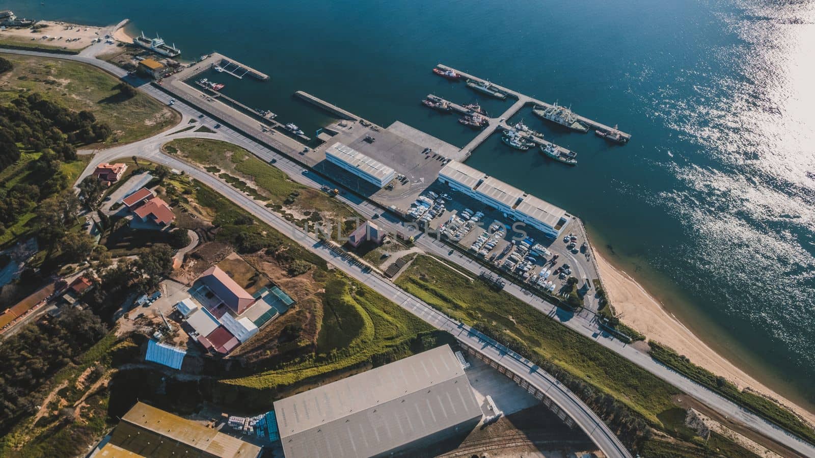 Aerial view of industrial area. High quality photo