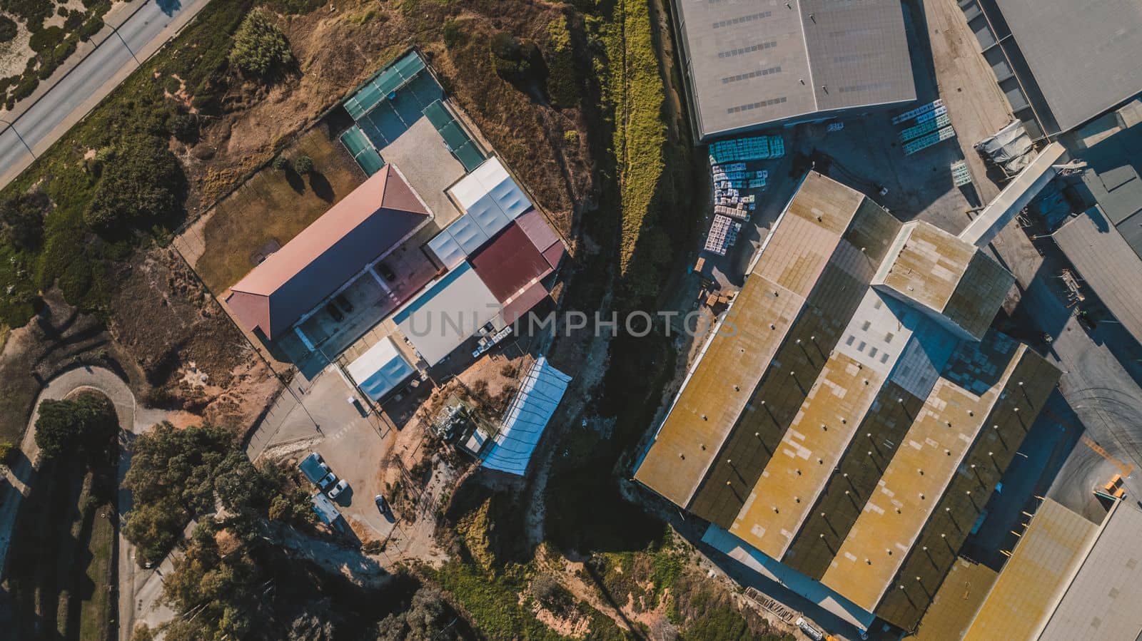 Aerial view of industrial area by fabioxavierphotography