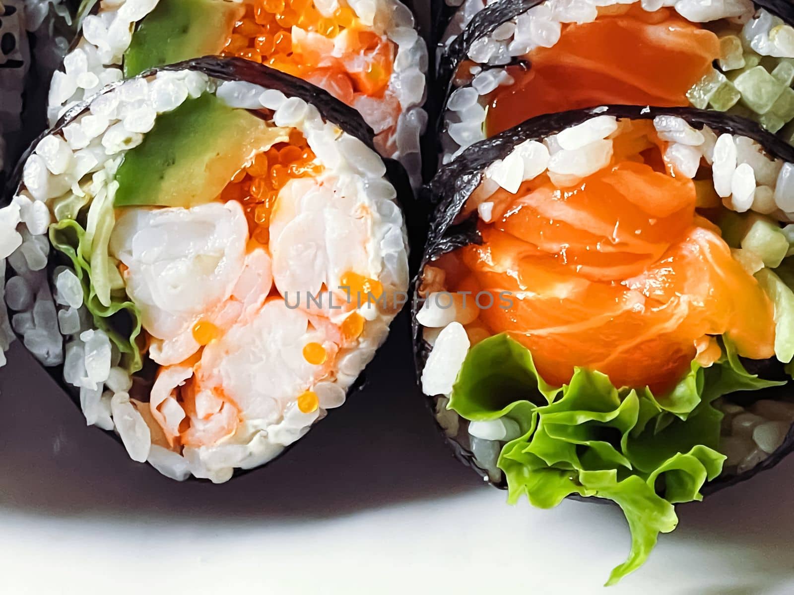 Food and diet, japanese sushi in a restaurant, asian cuisine as meal for lunch or dinner, tasty recipe by Anneleven