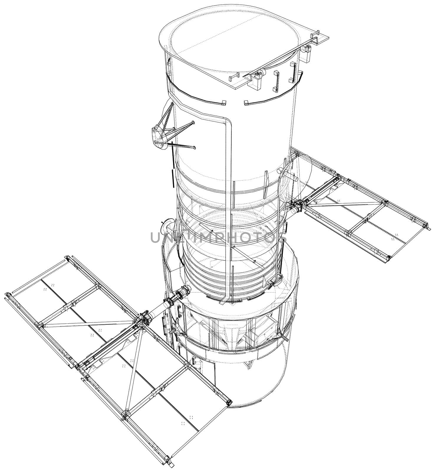 Hubble space telescope. Sattellite. Elements of this images furnished by NASA