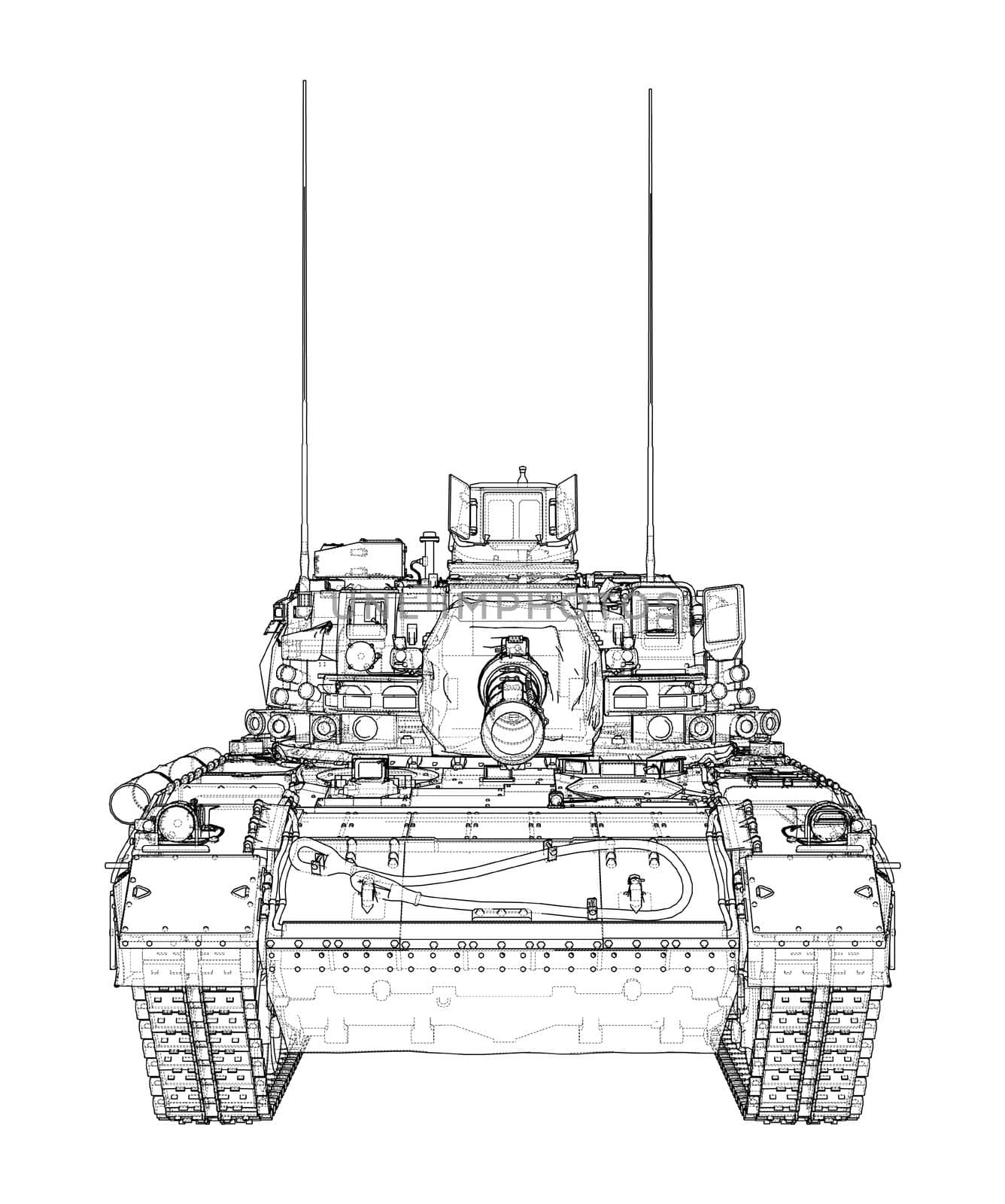 Military Tank on white by cherezoff