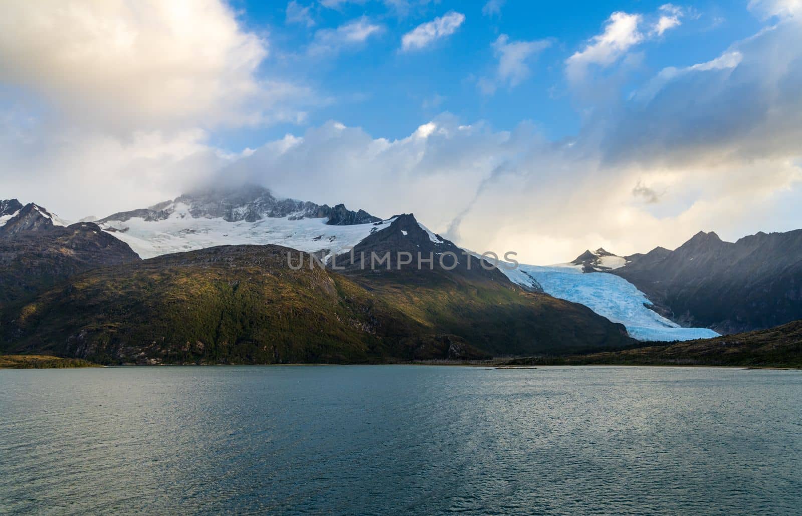 View of Holanda or Dutch glacier in Glacier Alley of Beagle channel in Chile