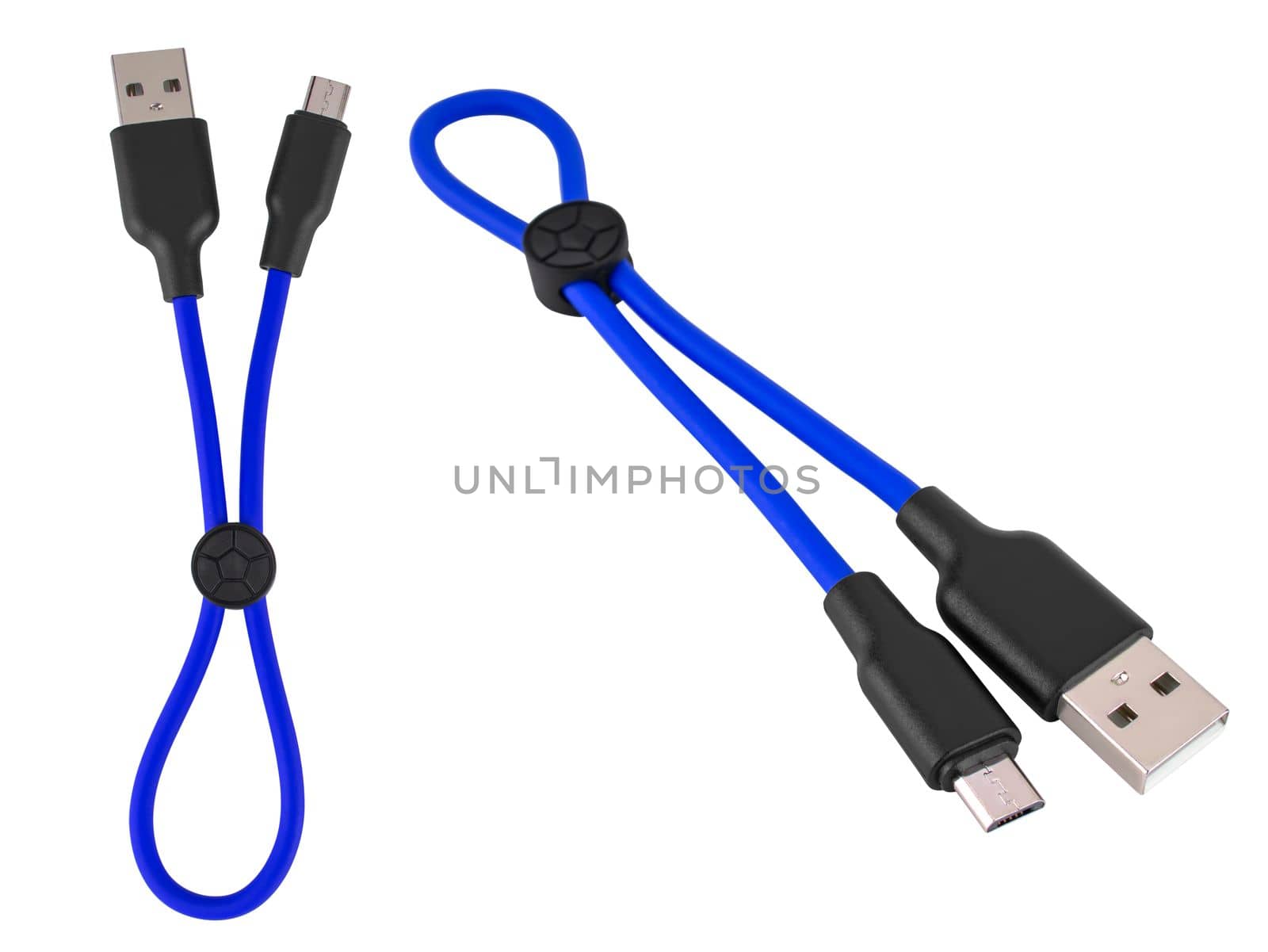 cable with USB connector, micro USB on a white background in isolation
