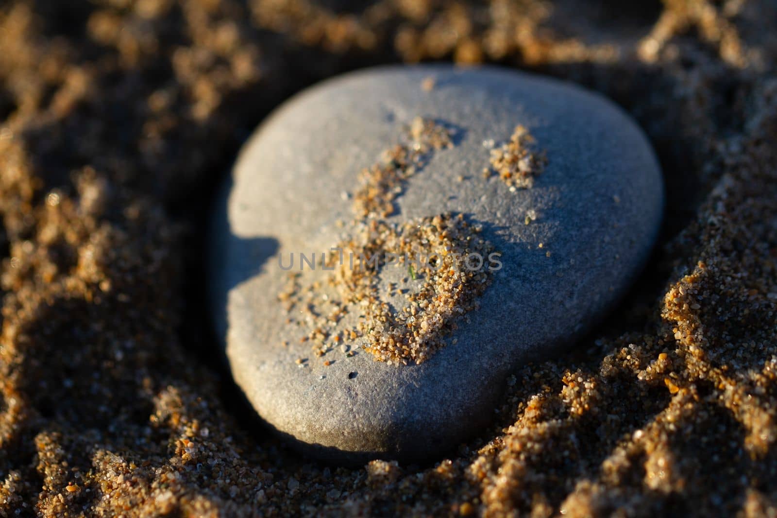 Close up of a rock on a sandy beach by Granchinho