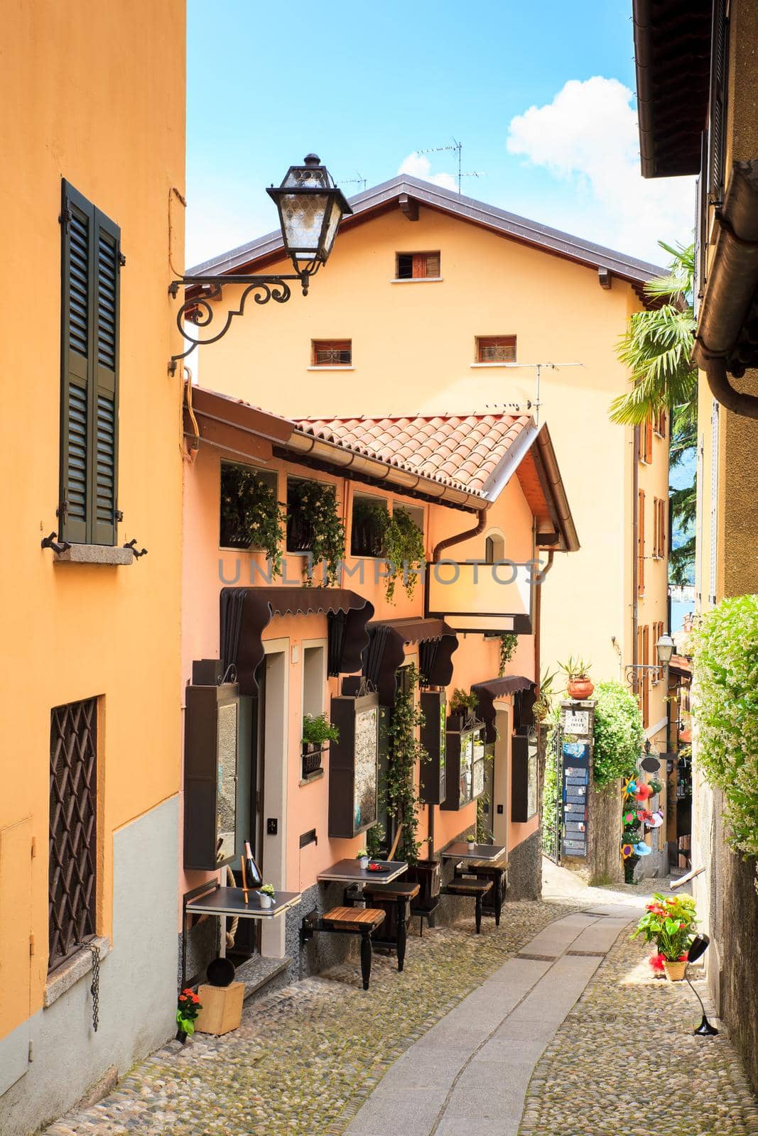 View of picturesque alley in Bellagio, Italy