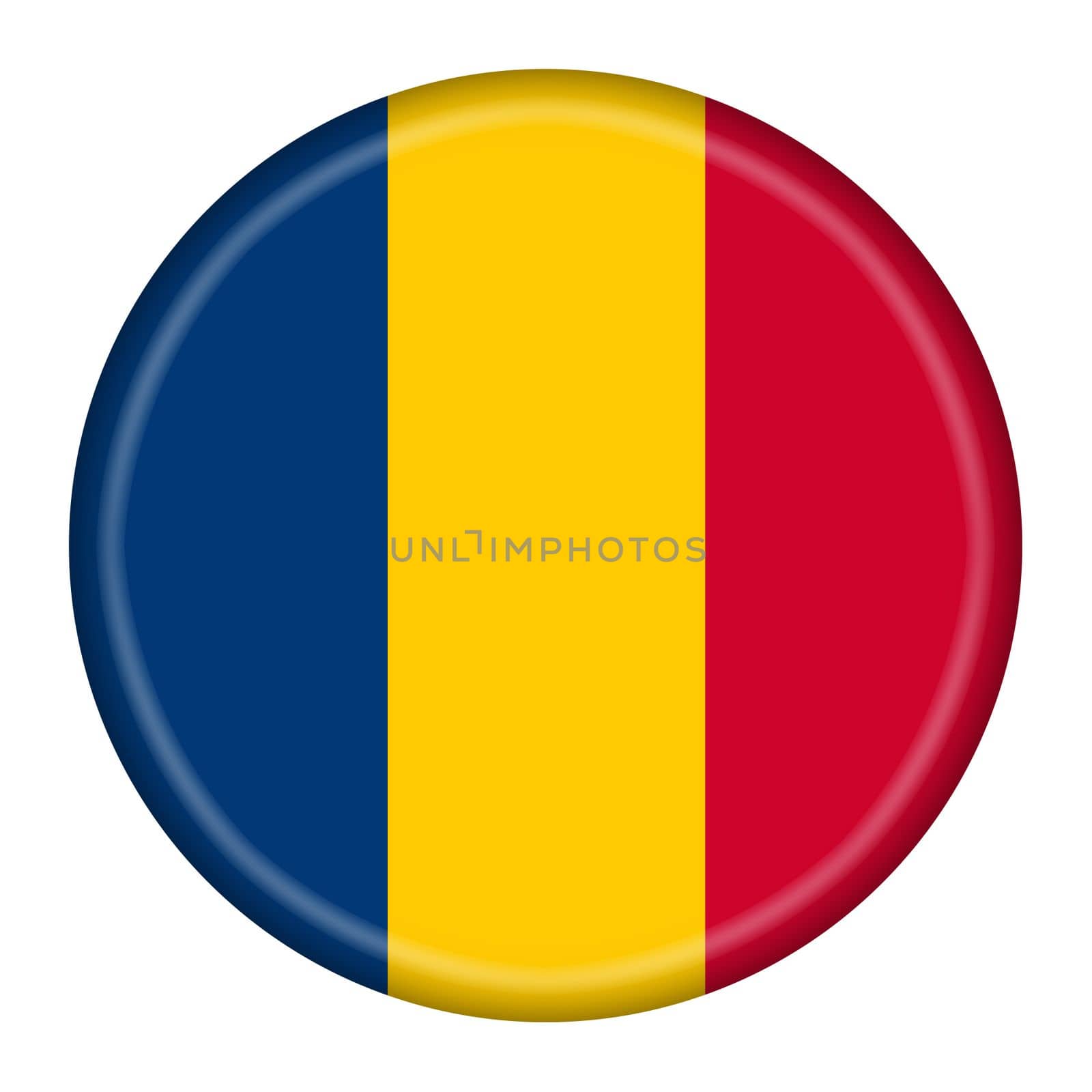 Chad flag button 3d illustration with clipping path by VivacityImages