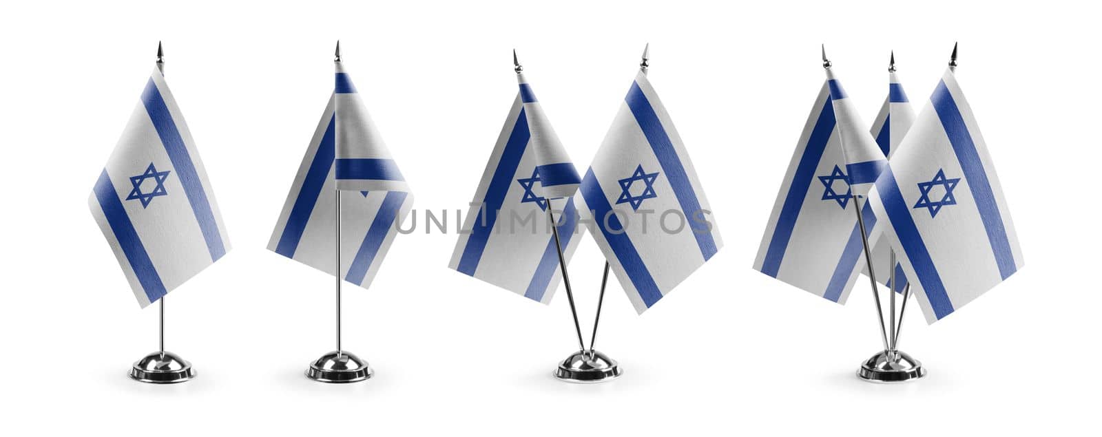 Small national flags of the Israel on a white background by butenkow