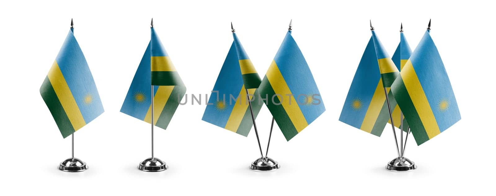 Small national flags of the Rwanda on a white background by butenkow