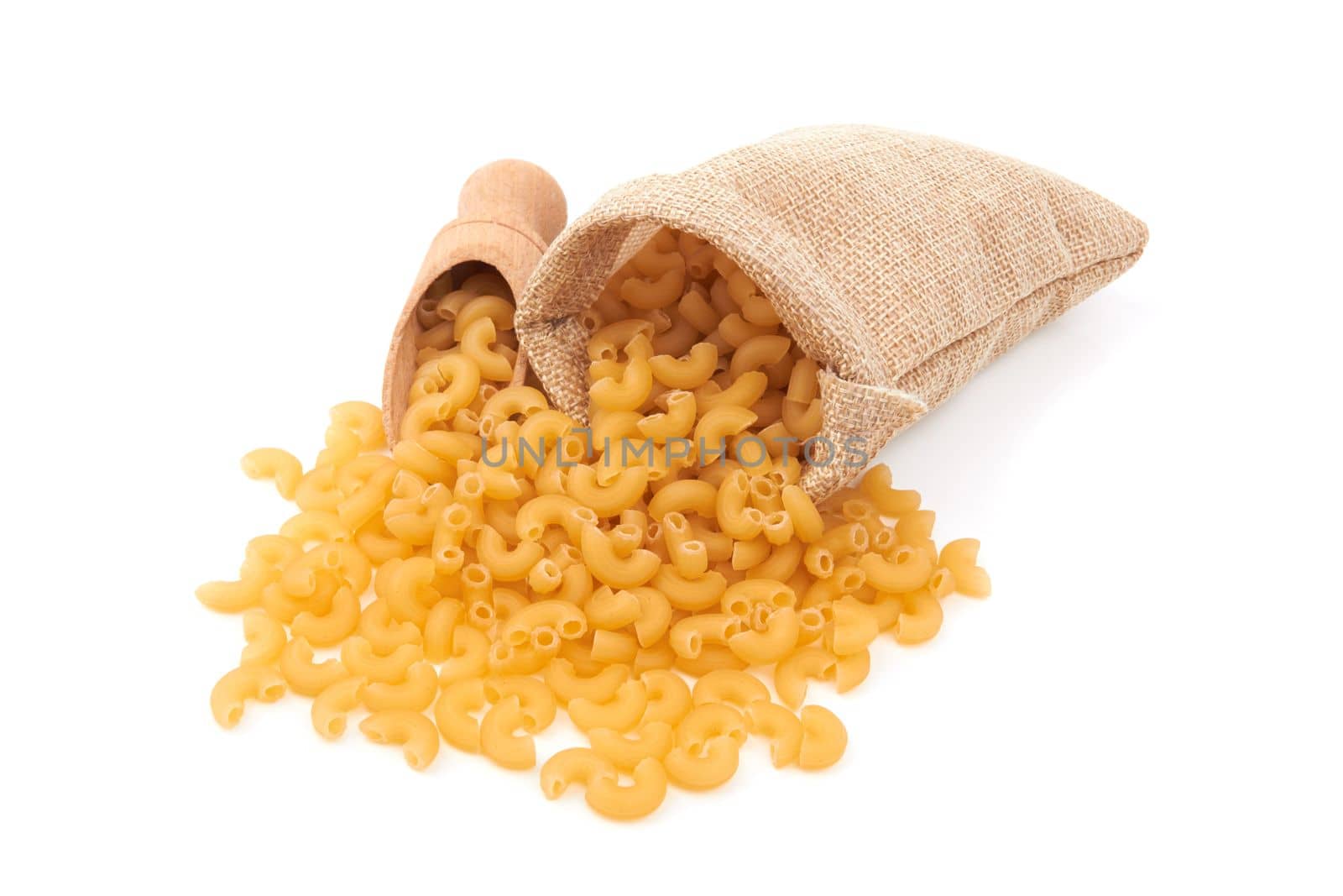 Elbow macaroni isolated on a white background