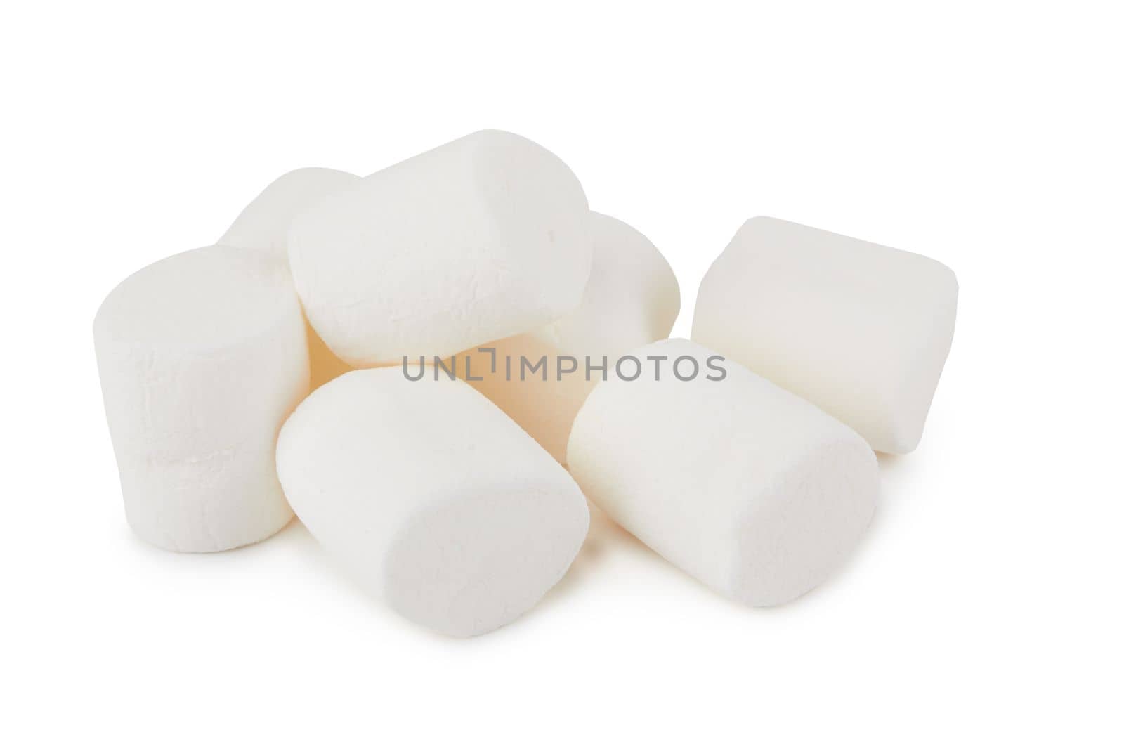 Heap of delicious marshmallows isolated on white background