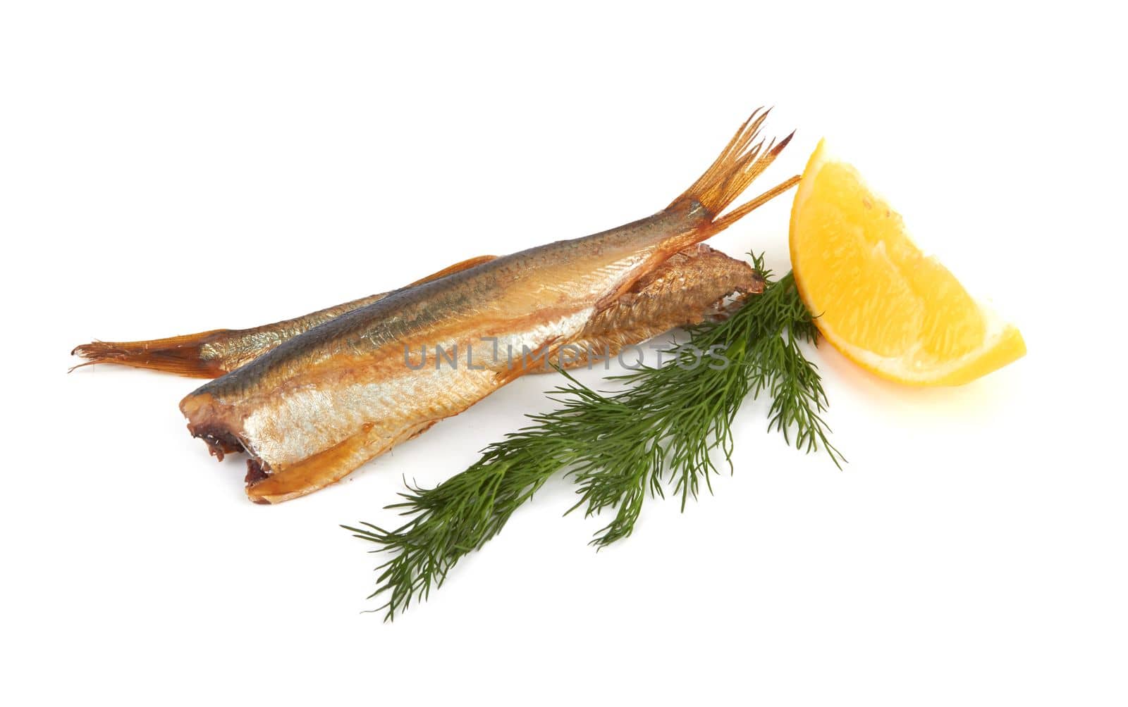 Sprats without their heads isolated on a white background