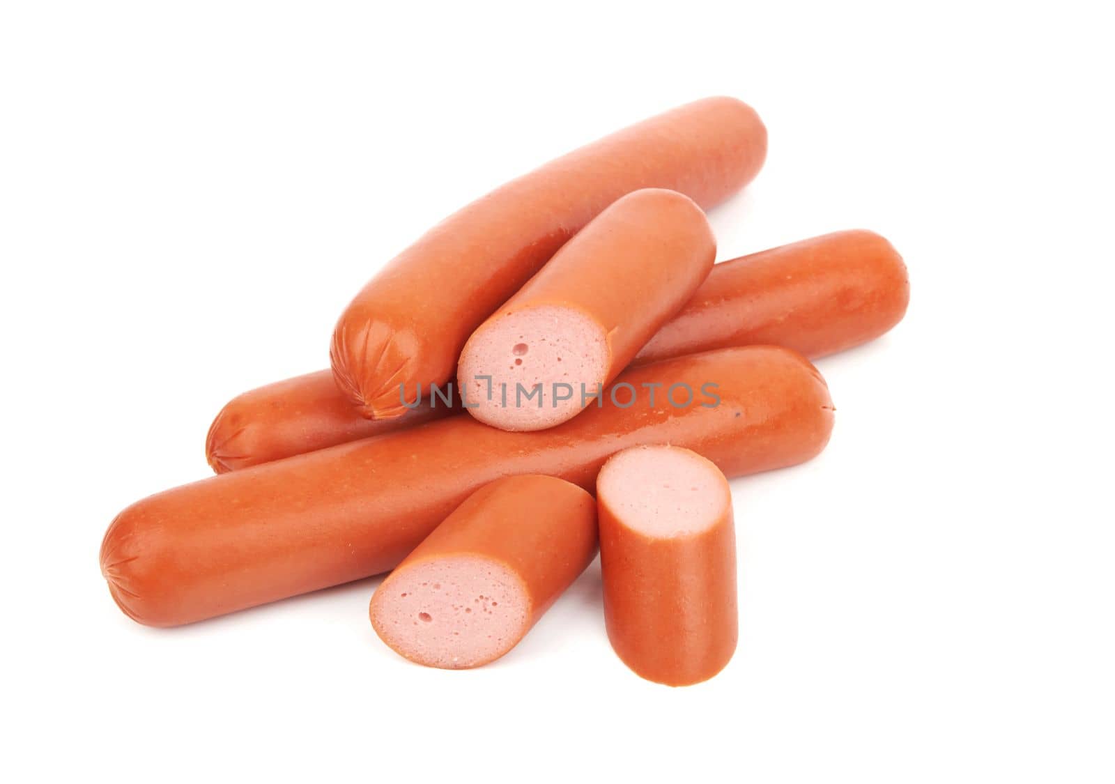 Fresh sausages isolated on a white background