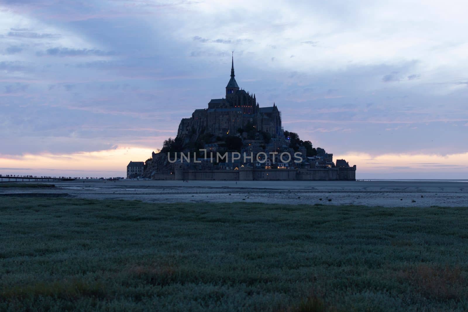 Panoramic view of famous historic Le Mont Saint-Michel in summer, Normandy, northern France by scasal15