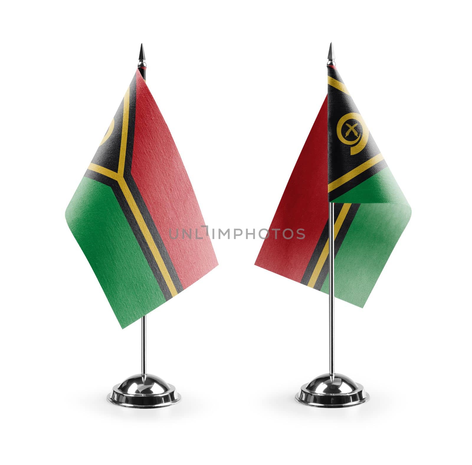 Small national flags of the Vanuatu on a white background by butenkow