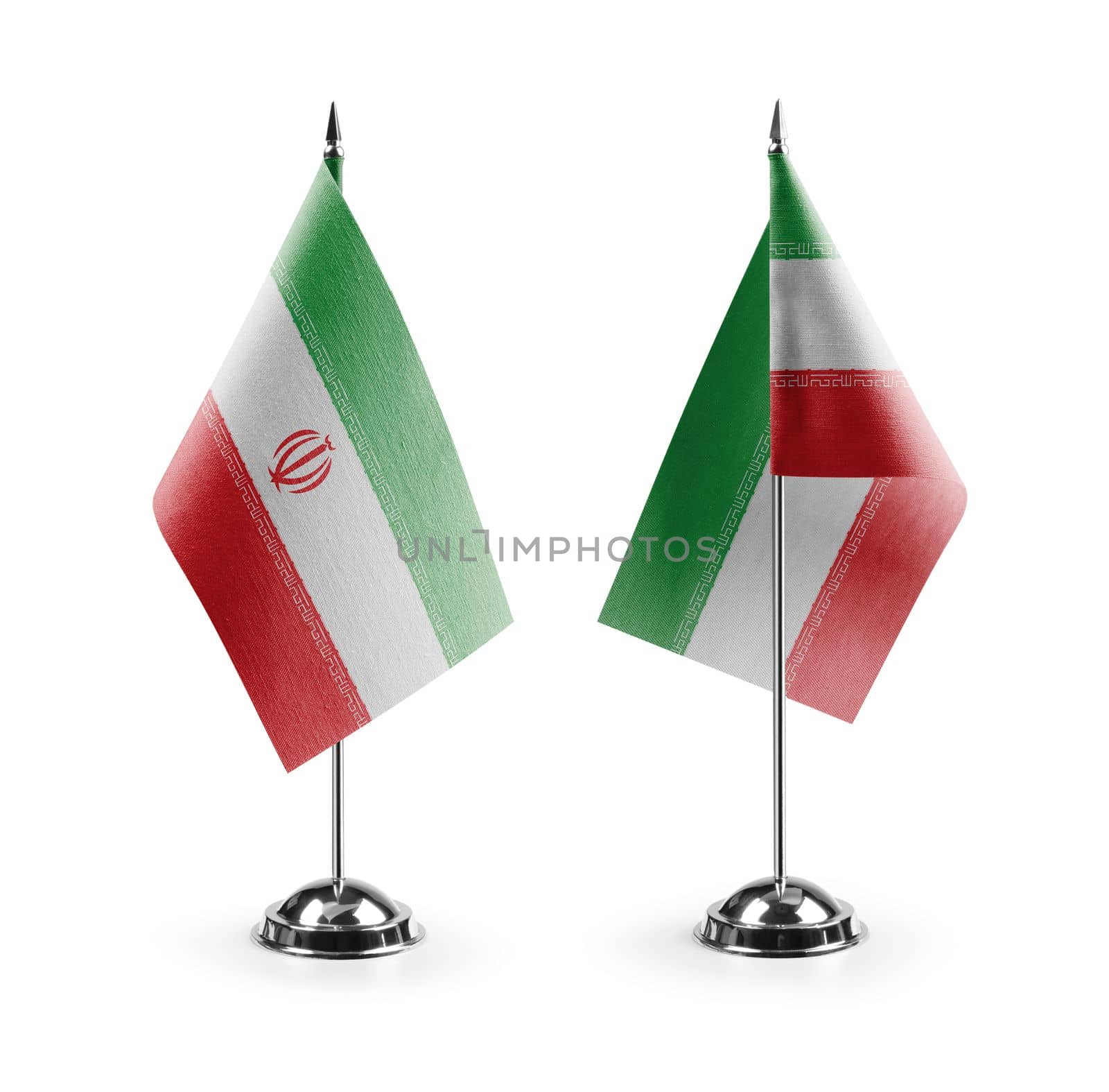 Small national flags of the Iran on a white background.