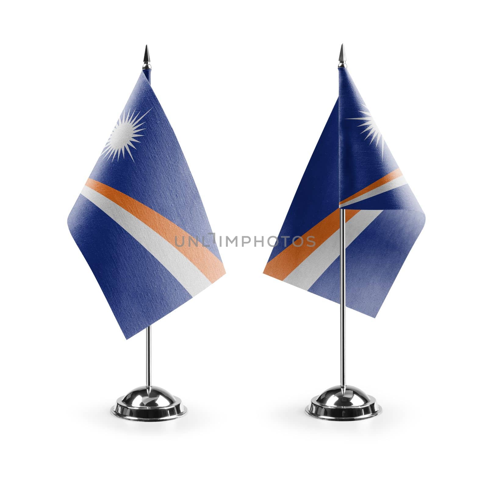 Small national flags of the Marshall on a white background by butenkow