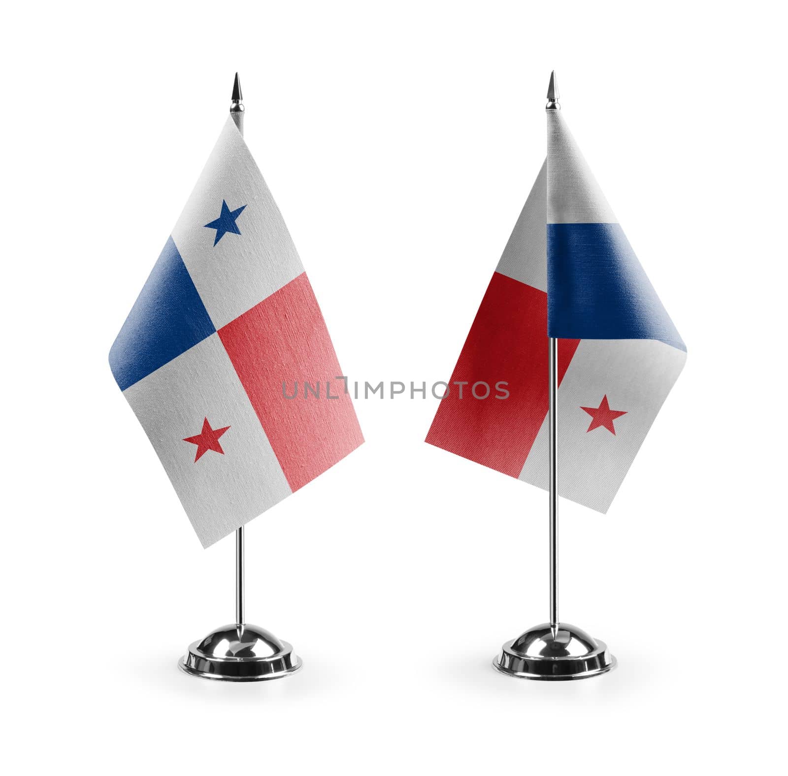 Small national flags of the Panama on a white background by butenkow