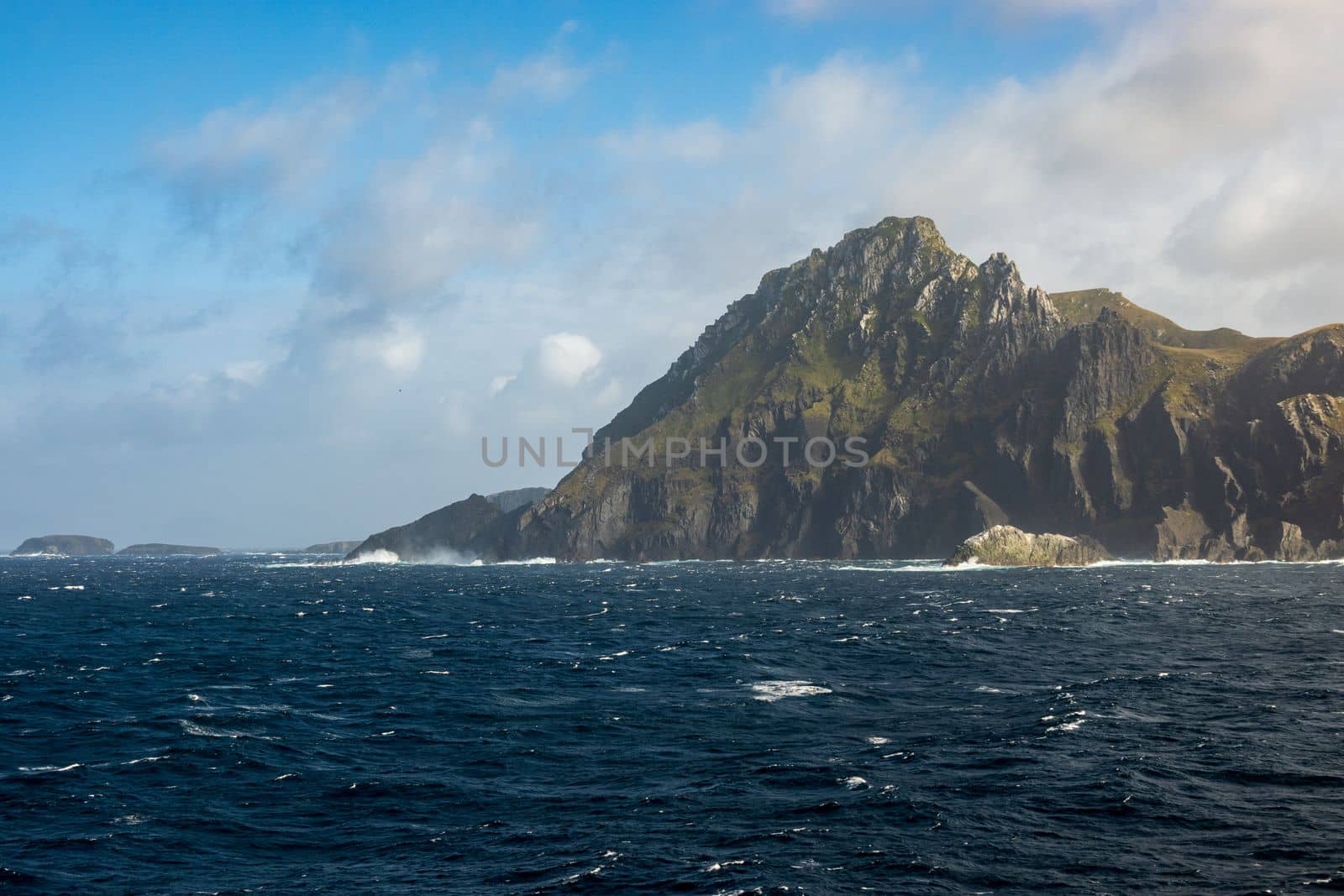 Rocky cliffs form Cape Horn on Hornos Island in Chile