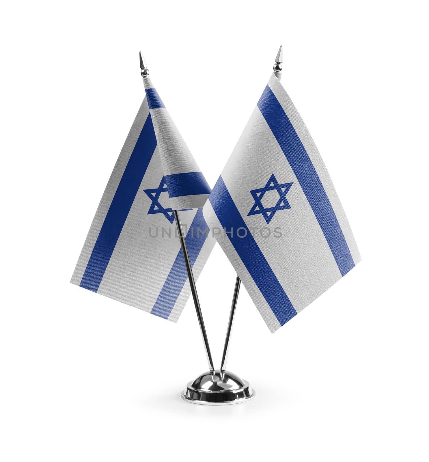 Small national flags of the Israel on a white background.