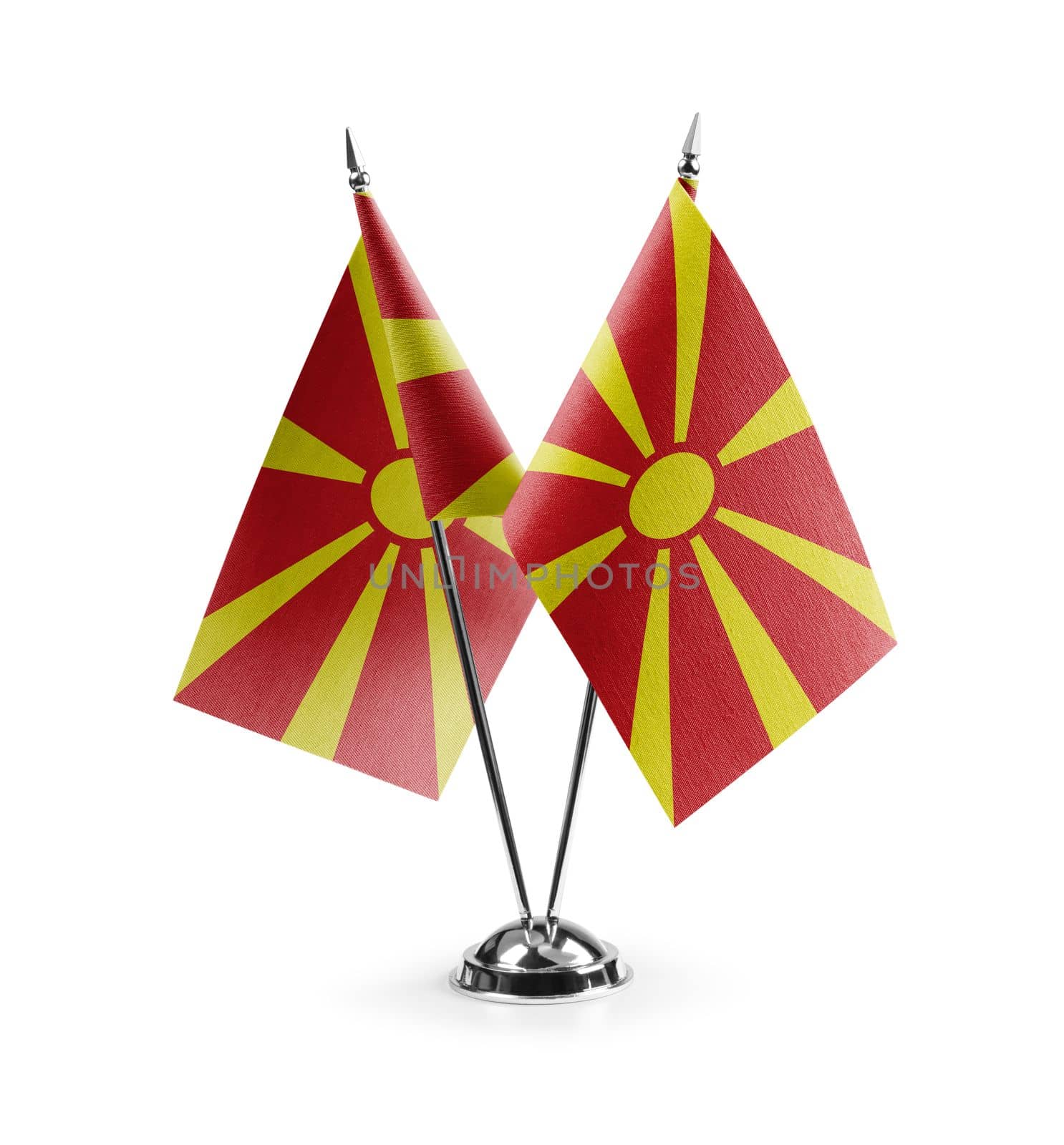 Small national flags of the Macedonia on a white background.