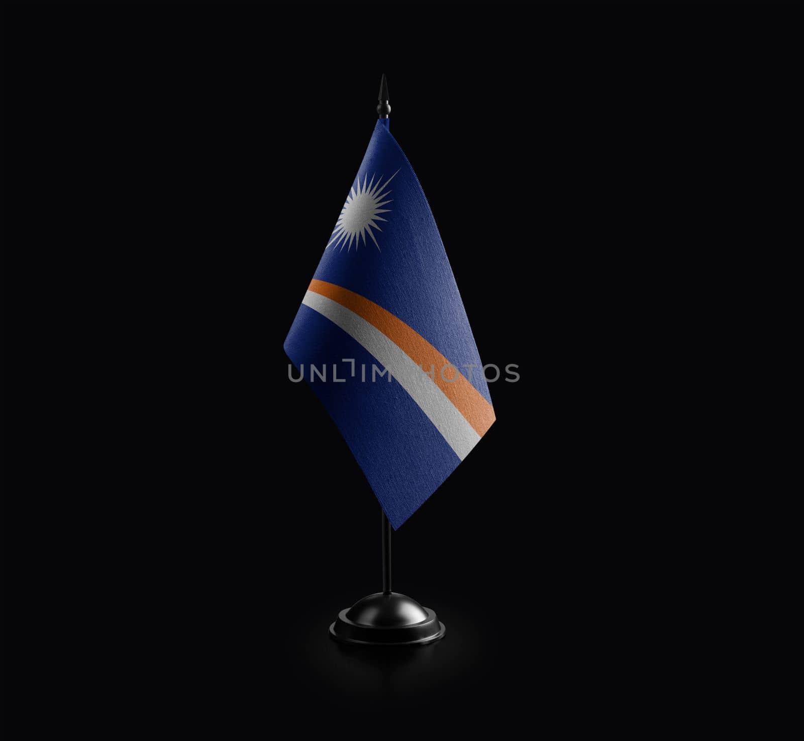 Small national flag of the Marshall on a black background by butenkow