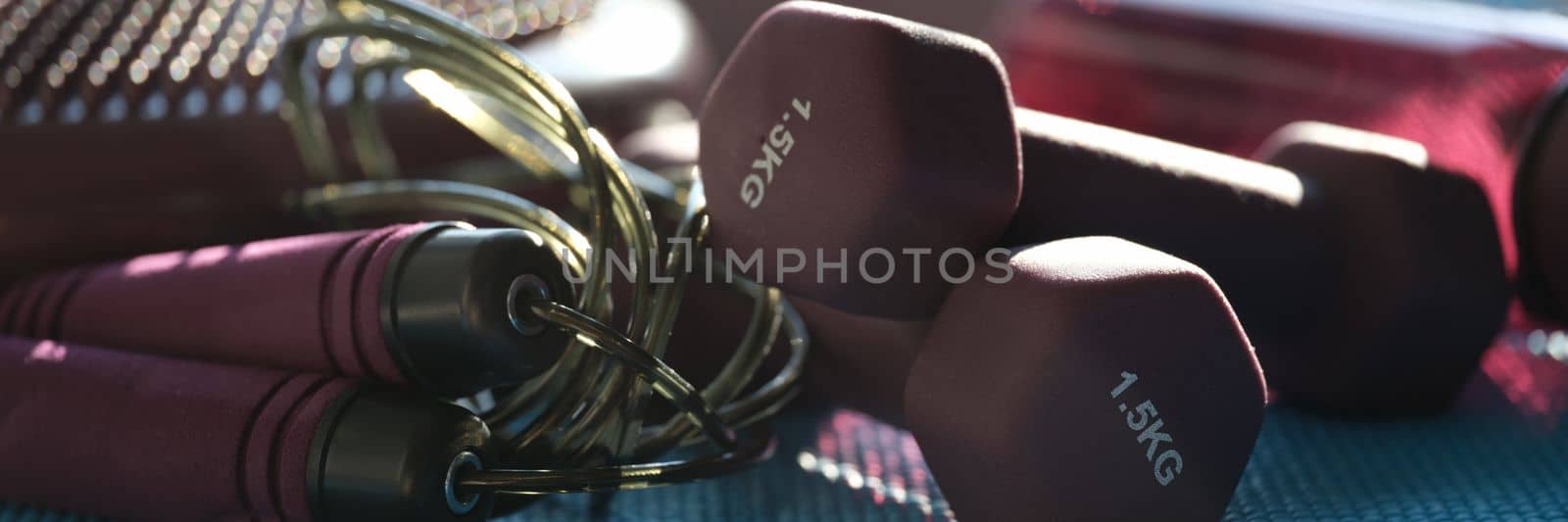 Gym equipment for training at home closeup by kuprevich