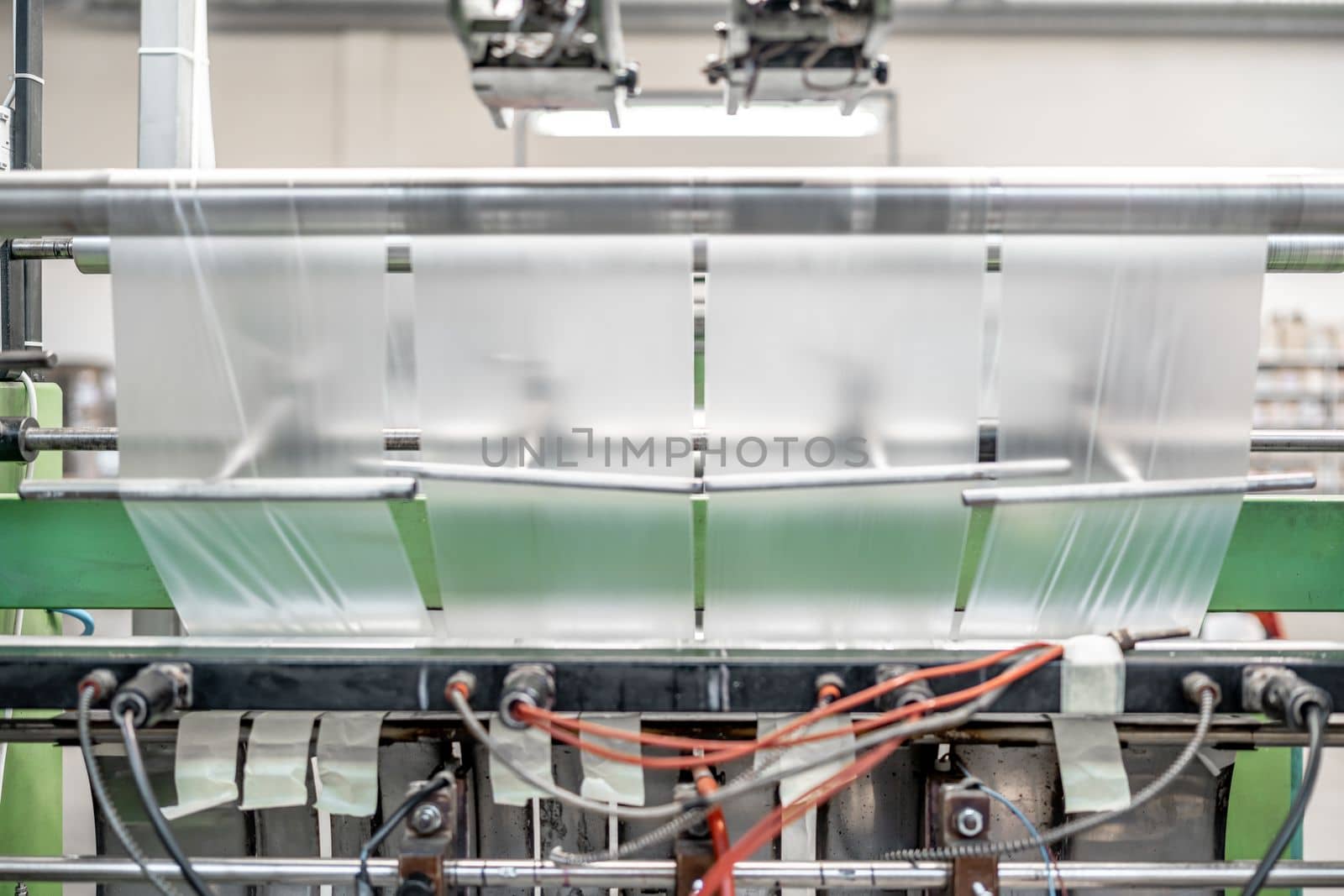 production of plastic bags in the factory. 