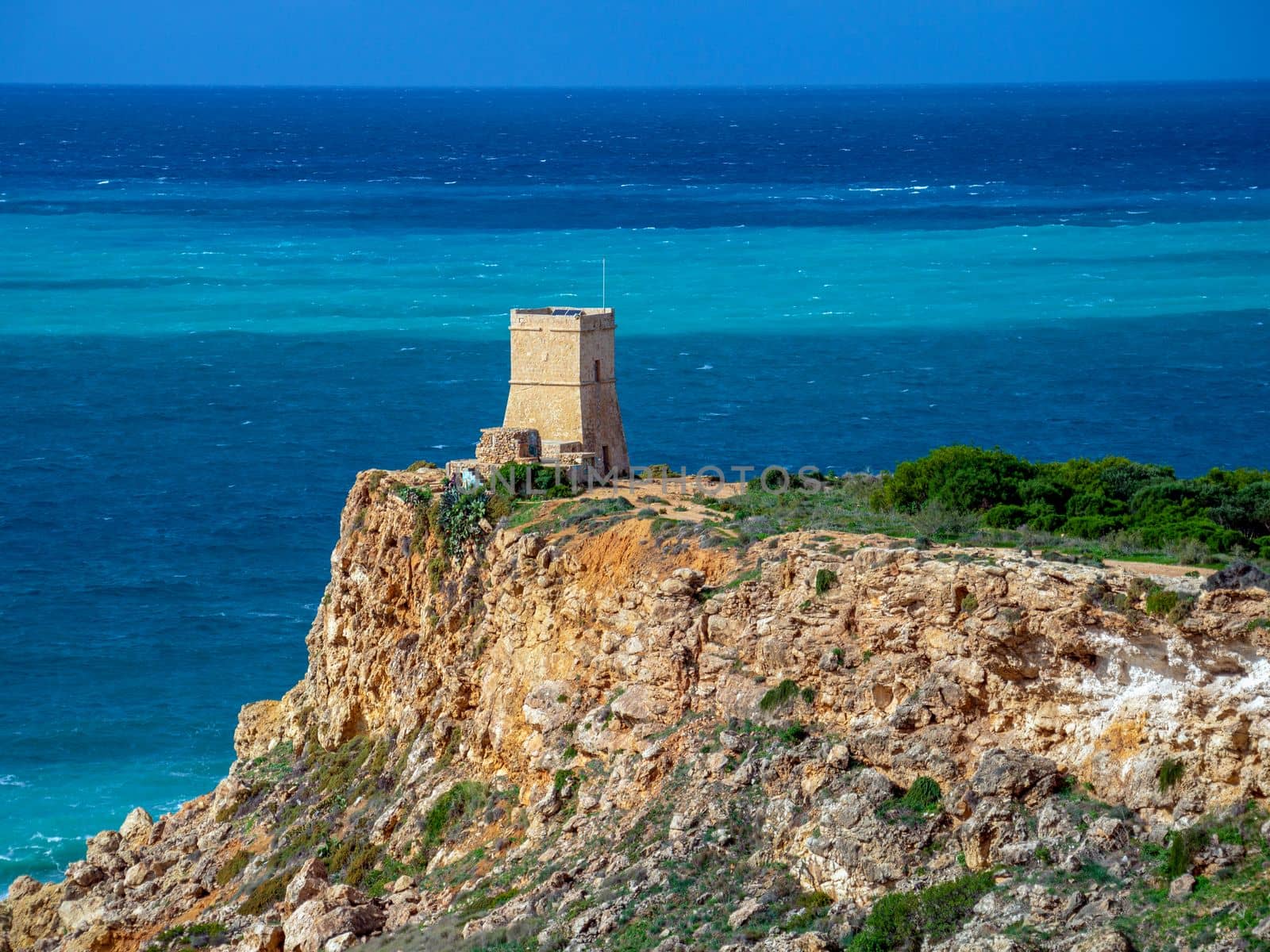 Golden Bay beach, Maltese islands. landscape. windy cloudy weather